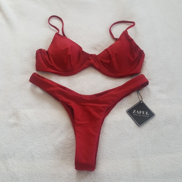 Zaful Other - Red wine high waisted bikini